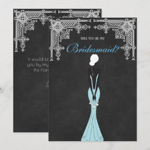 Invitación Vestido elegante usted será mi dama de honor