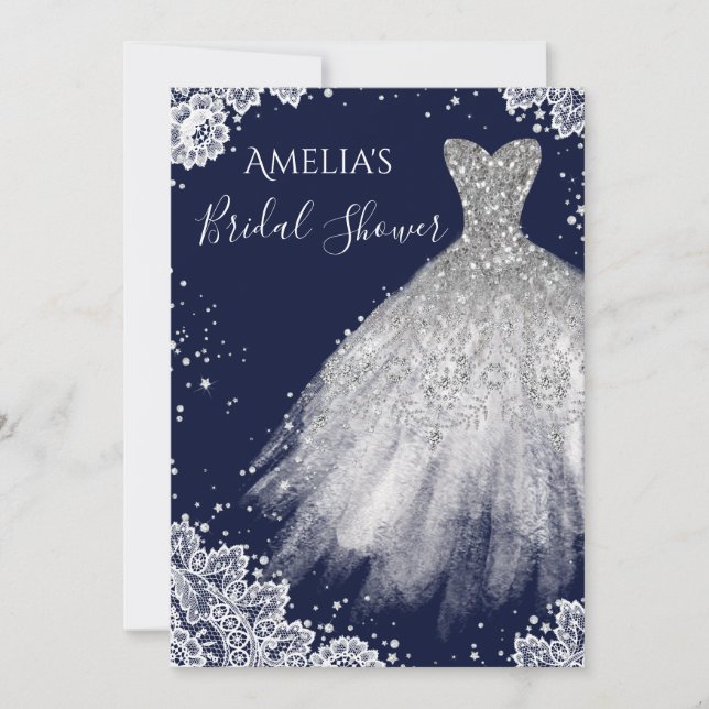 Invitación Vestido espumoso Vestido blanco de la Marina Brida (Anverso)
