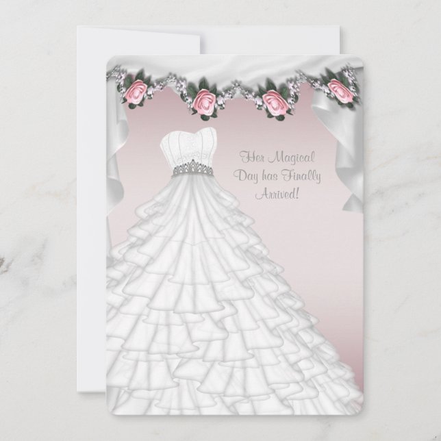 Invitación Vestido fiesta Princesa Rosa Rosa Quinceanera (Anverso)