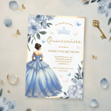 Vestido Floral Azul Mariposa Quinceañera
