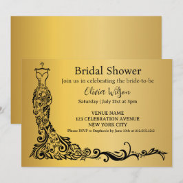 Invitación Vestido Floral Boho Dorado Elegante para Despedid