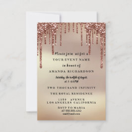 Invitación Vestido floral de rosa Sweet Sixteen con brillo Gl