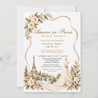 Invitación Vestido Floral Romántico Taupe Parisino Bridal Sho