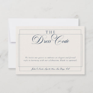 Invitación Vestido Formal de Caligrafía de Marfil Azul Navy C
