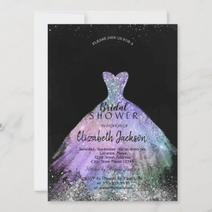 Invitación Vestido Glitter Elegante Chic, Despedida de Solter