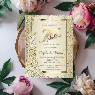 Invitación Vestido lentejuelas chic dorado Cumpleaños 70