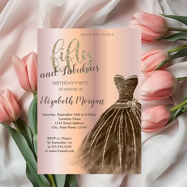 Invitación Vestido marrón, fiesta de cumpleaños número 50 de  (Subido por el creador)