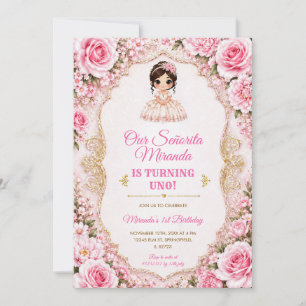 Invitación Vestido Mexicano de Cumpleaños Primera Señorita Ro
