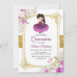 Invitación Vestido morado Charra Mexicana Mis XV Anos 1