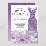 Invitación Vestido morado Floral Sesenta y fabuloso cumpleaño<br><div class="desc">Vestido de espuma morada y hermosa floral púrpura sesenta y fabulosas mujeres 60 cumpleaños de fiesta de invitación Variaciones a la invitación y artículos coincidentes en nuestra tienda</div>