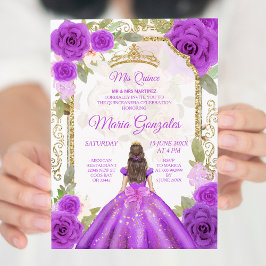 Invitación Vestido morado y Rosa Charra Mexicano XV Anos