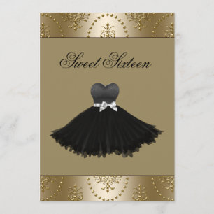 Invitación Vestido Negro Cumpleaños Sweet Sixteen Candilero d