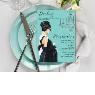 Invitación Vestido Negro Pequeño Azafrán Azul Baby Shower