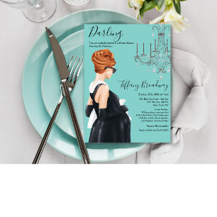 Invitación Vestido Negro Pequeño Azafrán Azul Baby Shower 