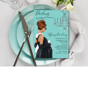 Invitación Vestido Negro Pequeño Azafrán Azul Baby Shower 