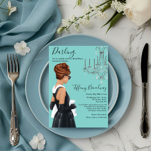 Invitación Vestido Negro Pequeño Bridal Shower Blue Glam