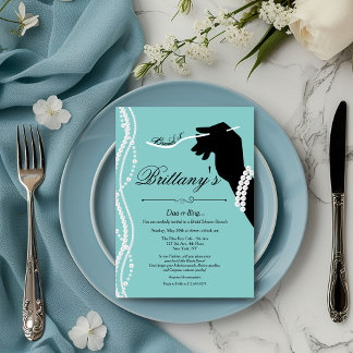 Invitación Vestido Negro Pequeño Brillo Azul para Despedida d
