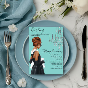 Invitación Vestido Negro Pequeño Brillo Azul para Despedida d
