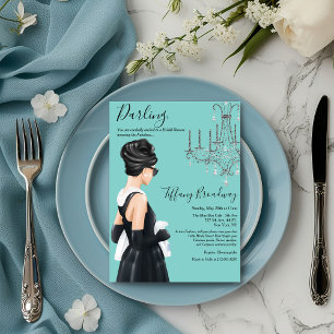 Invitación Vestido Negro Pequeño Brillo Azul para Despedida d