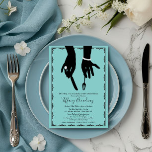 Invitación Vestido Negro Pequeño Brillo Azul para Despedida d