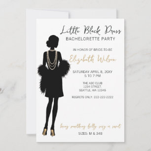 Invitación Vestido Negro Perlas Tacones Altos Despedida de So