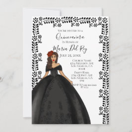 Invitación Vestido negro quinceanera