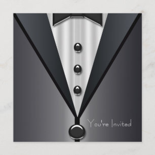 Invitación Vestido negro sin tirantes de esmoquin negro para 
