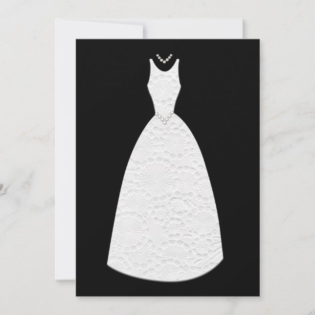 Invitación Vestido negro y blanco de la ducha nupcial del (Anverso)