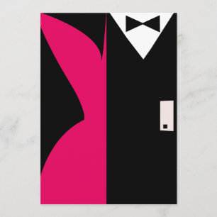 Invitación Vestido negro y rosa intenso para cóctel y cena de