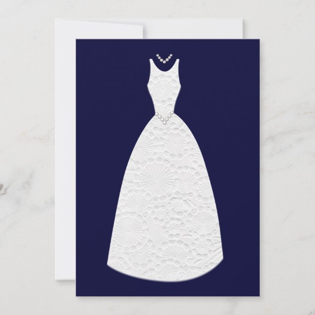 Invitación Vestido nupcial azul de matrimonio de la Marina (Anverso)