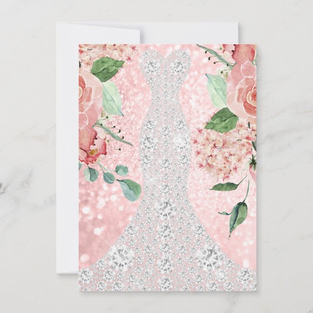 Invitación Vestido nupcial Spark Rosa Floral Rosa Florencia r (Reverso)