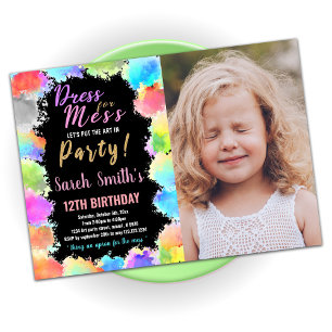 Invitación Vestido para el cumpleaños de Mess Paint con foto