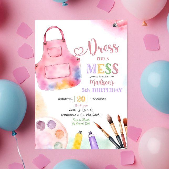 Invitación Vestido para un Fiesta de pintura de arte Chica de (Subido por el creador)