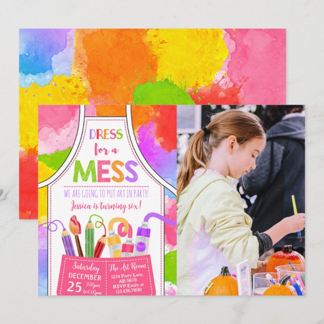 Invitación Vestido Para Una Foto De Aniversario De Un Mess (Anverso / Reverso)