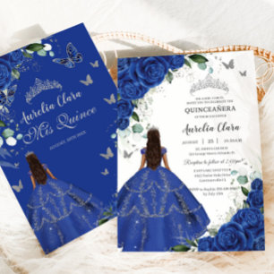 Invitación Vestido plateado de los Rosas Azules de la Princes