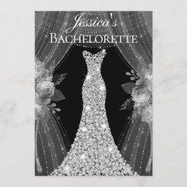 Invitación Vestido plateado Floral Elegante Bachelorette Invi