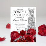 Invitación Vestido plateado Roses rojos rojos 40 Fiesta de cu<br><div class="desc">Vestido plateado Roses rojas 40º Fiesta de cumpleaños - 40 y la invitación fabulosa Ver colección coincidente en Nicho y Nest Store Muchas gracias</div>