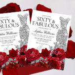 Invitación Vestido plateado vestido Roses rojos 60 cumpleaños<br><div class="desc">Vestido plateado Roses rojas tinto 50 cumpleaños fiesta - 50 y una invitación fabulosa Ver colección de coincidencias en Nicho y Nest Store Muchas gracias</div>