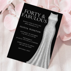 Invitación Vestido plateado y mujeres negras 40.ª Fiesta de c