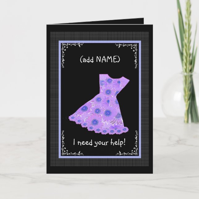 Invitación Vestido PÚRPURA del florista CONOCIDO DE ENCARGO (Anverso)