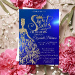 Invitación Vestido Purpurina de oro, Tiara, Diamonds Blue Swe<br><div class="desc">Purpurina de oro tiara,  vestido y diamantes Invitación a la fiesta de 16 cumpleaños.</div>