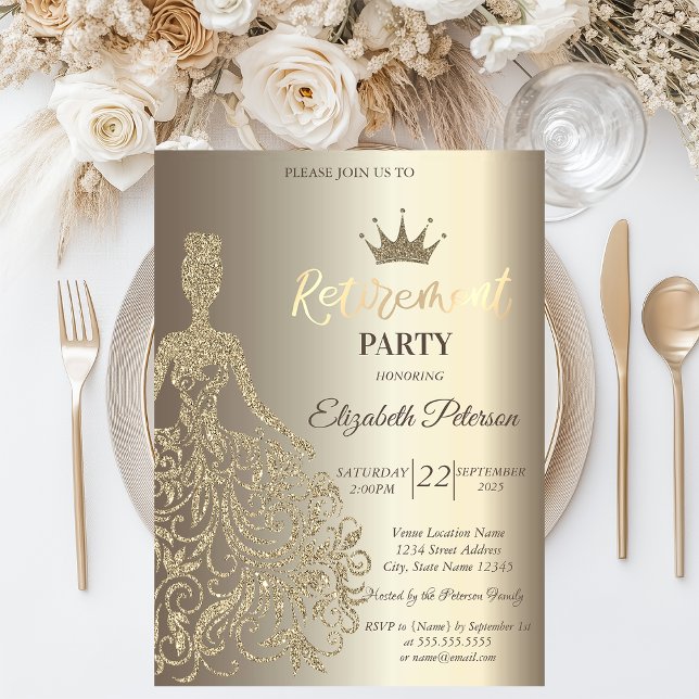 Invitación Vestido purpurina, diamantes Fiesta de retiro cham (Subido por el creador)