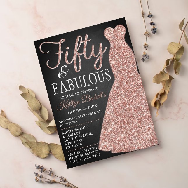 Invitación Vestido Purpurina elegante | Cincuenta y fabuloso  (Subido por el creador)