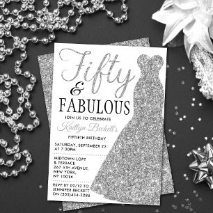 Invitación Vestido Purpurina elegante   Cincuenta y fabuloso 