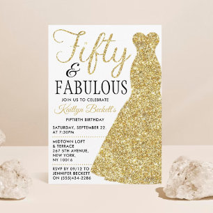 Invitación Vestido Purpurina elegante Cincuenta y fabuloso