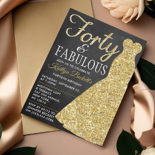 Invitación Vestido Purpurina elegante   Cuarenta y fabulosos