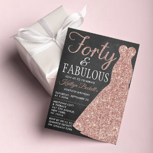 Invitación Vestido Purpurina elegante   Cuarenta y fabulosos