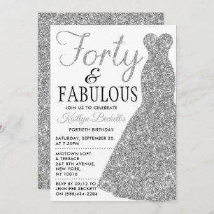 Invitación Vestido Purpurina elegante   Cuarenta y fabulosos 