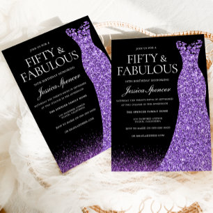 Invitación Vestido Purpurina morado vestido fiesta de cumplea
