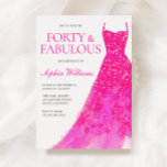 Invitación Vestido Purpurina rosado caliente 40 Fiesta de cum<br><div class="desc">Vestido Purpurina Rosado Caliente 40º Día de fiesta de cumpleaños Variaciones de invitación a la invitación y artículos coincidentes en nuestra tienda</div>